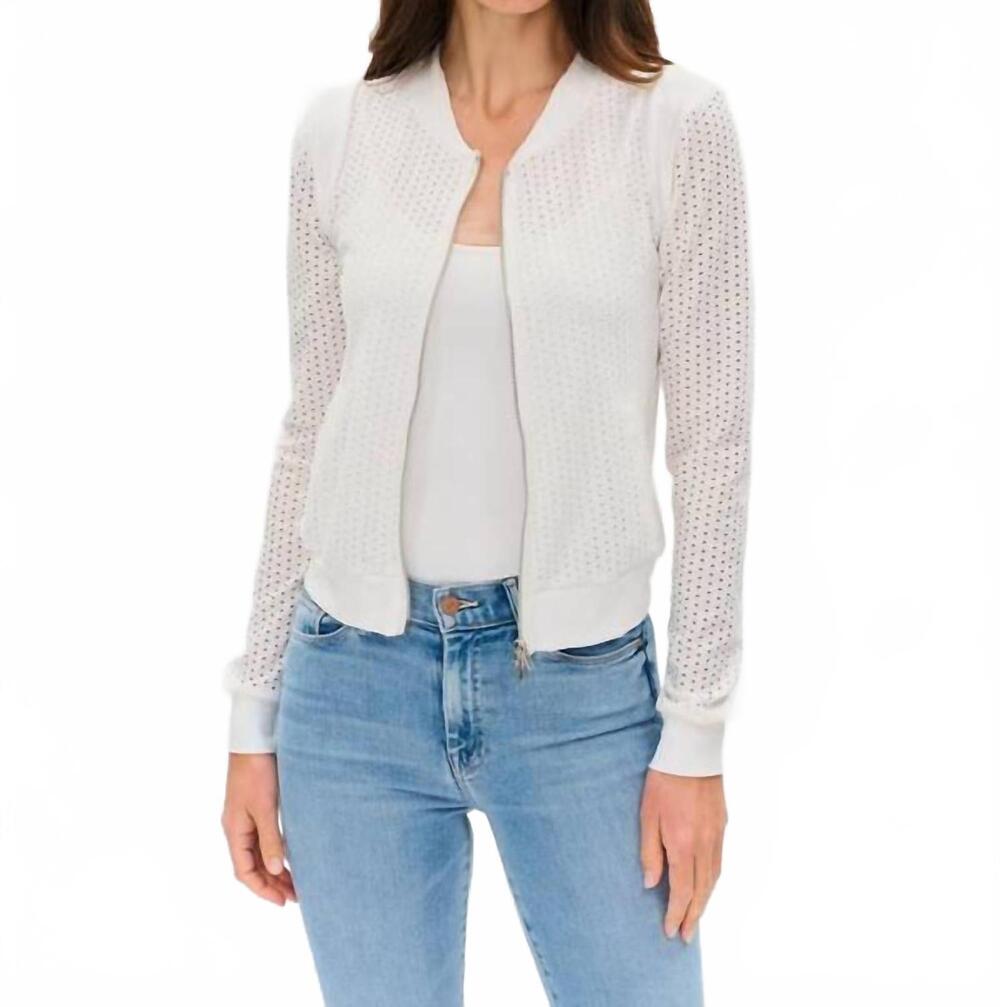 NEW SIX/FIFTY cutout knit zip up jacket in white